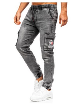 Czarne spodnie jeansowe joggery bojówki męskie Denley HY1027 ze sklepu Denley w kategorii Jeansy męskie - zdjęcie 130735016