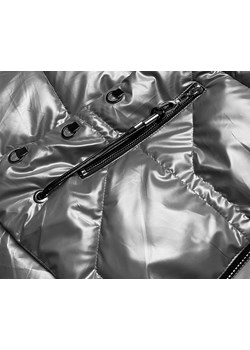 Metaliczna kurtka damska z kapturem szara (b8007-70) ze sklepu goodlookin.pl w kategorii Kurtki damskie - zdjęcie 131013039