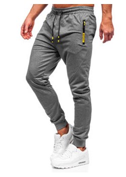Grafitowe spodnie męskie joggery dresowe Denley K10350 ze sklepu Denley w kategorii Spodnie męskie - zdjęcie 131056735