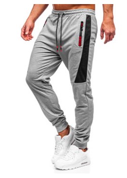 Szare spodnie męskie joggery dresowe Denley K10352 ze sklepu Denley w kategorii Spodnie męskie - zdjęcie 131056756