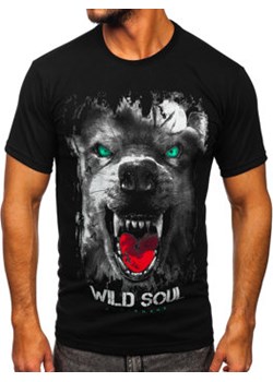 Czarny t-shirt męski z nadrukiem Denley 14499 ze sklepu Denley w kategorii T-shirty męskie - zdjęcie 131056766