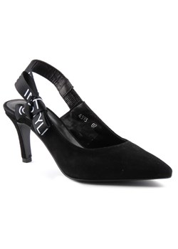Skórzane sandały damskie w stylu glamour - Conhpol Bis 4393, czarne ze sklepu ulubioneobuwie w kategorii Czółenka - zdjęcie 131133669