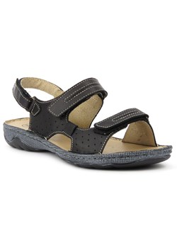 Skórzane sandały damskie polskiej marki Helios Komfort 794, czarne ze sklepu ulubioneobuwie w kategorii Sandały damskie - zdjęcie 131133956