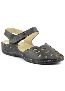 Sandały damskie z ażurową cholewką - HELIOS Komfort 4011, czarne ze sklepu ulubioneobuwie w kategorii Sandały damskie - zdjęcie 131133977
