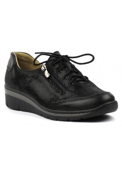 Skórzane buty damskie sportowe - Helios Komfort 334-2, czarne ze sklepu ulubioneobuwie w kategorii Półbuty damskie - zdjęcie 131137078