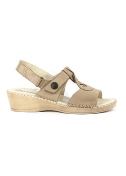 Wygodne sandały damskie na koturnie - HELIOS Komfort 206, beżowe ze sklepu ulubioneobuwie w kategorii Sandały damskie - zdjęcie 131139917