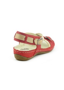 Skórzane sandały damskie polskiej marki Helios Komfort 215, czerwone ze sklepu ulubioneobuwie w kategorii Sandały damskie - zdjęcie 131142109