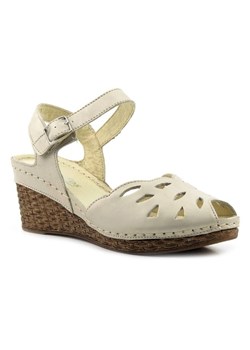 Wygodne sandały damskie w stylu pin-up - HELIOS Komfort 4023, złote ze sklepu ulubioneobuwie w kategorii Espadryle damskie - zdjęcie 131142548