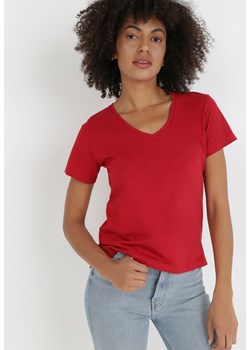 Bordowy T-shirt Metoreia ze sklepu Born2be Odzież w kategorii Bluzki damskie - zdjęcie 131143019