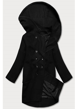 Damski płaszcz plus size z kapturem czarny (2728) ze sklepu goodlookin.pl w kategorii Płaszcze damskie - zdjęcie 131209539