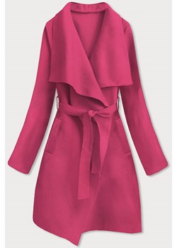 Minimalistyczny płaszcz damski różowy (747art) ze sklepu goodlookin.pl w kategorii Płaszcze damskie - zdjęcie 131437575