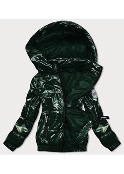 Błyszcząca kurtka pikowana z kapturem zielona (br9788-10) ze sklepu goodlookin.pl w kategorii Kurtki damskie - zdjęcie 131437979