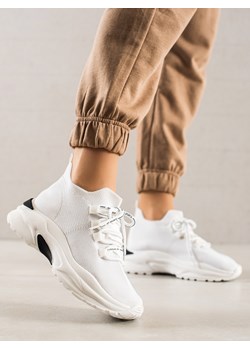 sneakersy damskie shelovet na wysokiej platformie białe ze sklepu czasnabuty.pl w kategorii Buty sportowe damskie - zdjęcie 131472148