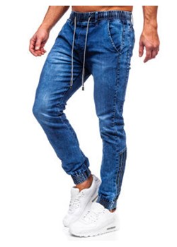 Granatowe spodnie jeansowe joggery męskie Denley TF207 ze sklepu Denley w kategorii Jeansy męskie - zdjęcie 131566916