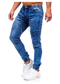 Granatowe joggery spodnie jeansowe męskie Denley TF132 ze sklepu Denley w kategorii Jeansy męskie - zdjęcie 131566937