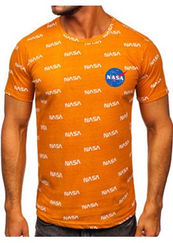 Pomarańczowy t-shirt męski z nadrukiem Denley 14950 ze sklepu Denley w kategorii T-shirty męskie - zdjęcie 131586075