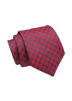 Klasyczny Krawat, Czerwono-Granatowy w Pepitkę, Męski, 7cm -Angelo di Monti KRADM1883 ze sklepu JegoSzafa.pl w kategorii Krawaty - zdjęcie 132006915