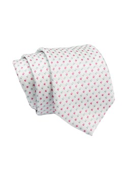 Klasyczny Krawat, Szaro-Różowy w Drobny Wzór Geometryczny, Męski, 7cm -Angelo di Monti KRADM1853 ze sklepu JegoSzafa.pl w kategorii Krawaty - zdjęcie 132006987