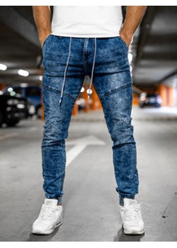 Granatowe joggery spodnie jeansowe męskie Denley TF125 ze sklepu Denley w kategorii Jeansy męskie - zdjęcie 132054556
