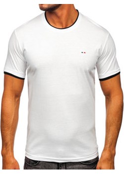 Biały t-shirt męski bez nadruku Denley 14316 ze sklepu Denley w kategorii T-shirty męskie - zdjęcie 132141305