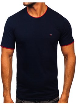 Granatowy t-shirt męski bez nadruku Denley 14316 ze sklepu Denley w kategorii T-shirty męskie - zdjęcie 132141309
