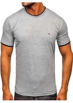 Szary t-shirt męski bez nadruku Denley 14316 ze sklepu Denley w kategorii T-shirty męskie - zdjęcie 132141316