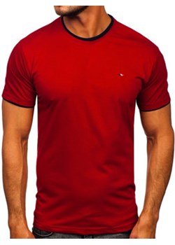 Bordowy t-shirt męski bez nadruku Denley 14316 ze sklepu Denley w kategorii T-shirty męskie - zdjęcie 132141317