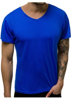 T-Shirt męski bez nadruku niebieski OZONEE JS/712007 ze sklepu ozonee.pl w kategorii T-shirty męskie - zdjęcie 132208248