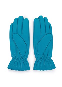 Damskie rękawiczki skórzane z falbanką turkusowe ze sklepu WITTCHEN w kategorii Rękawiczki damskie - zdjęcie 132438726