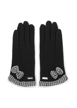 Damskie rękawiczki z kokardą w pepitkę ze sklepu WITTCHEN w kategorii Rękawiczki damskie - zdjęcie 132438736