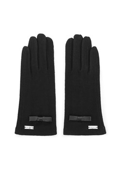 Damskie rękawiczki z małą kokardką czarne ze sklepu WITTCHEN w kategorii Rękawiczki damskie - zdjęcie 132438745