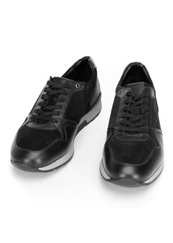 Męskie sneakersy ze skóry zamszowej i licowej czarne ze sklepu WITTCHEN w kategorii Półbuty męskie - zdjęcie 132444379