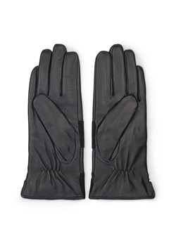 Damskie rękawiczki skórzane z poziomym pasem czarne ze sklepu WITTCHEN w kategorii Rękawiczki damskie - zdjęcie 132449447