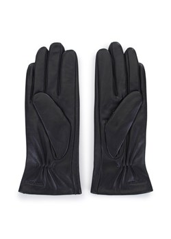 Damskie rękawiczki skórzane z małą kokardką czarne ze sklepu WITTCHEN w kategorii Rękawiczki damskie - zdjęcie 132449677