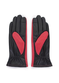 Damskie rękawiczki z dwóch kolorów skóry czerwono-czarne ze sklepu WITTCHEN w kategorii Rękawiczki damskie - zdjęcie 132449678