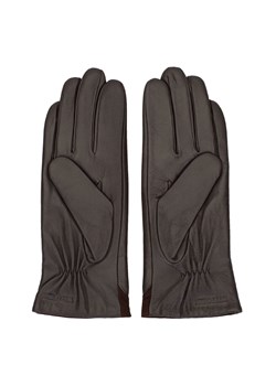 Damskie rękawiczki ze skóry z zamszową wstawką brązowe ze sklepu WITTCHEN w kategorii Rękawiczki damskie - zdjęcie 132449687