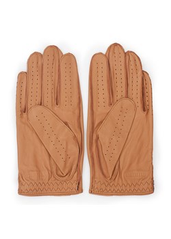Samochodowe rękawiczki męskie czarne ze skóry naturalnej camelowe ze sklepu WITTCHEN w kategorii Rękawiczki męskie - zdjęcie 132449817