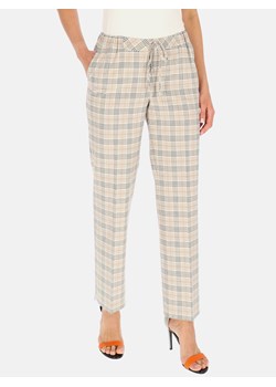 Beżowe spodnie w kratę Potis & Verso Gretta ze sklepu Eye For Fashion w kategorii Spodnie damskie - zdjęcie 132559558