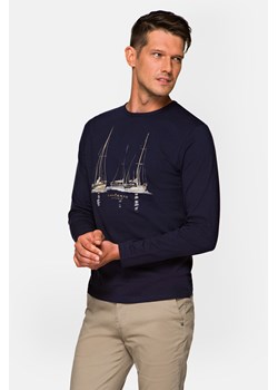 Koszulka z Długim Rękawem Granatowa Johnston ze sklepu Lancerto S.A. w kategorii T-shirty męskie - zdjęcie 132677696