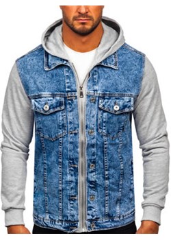 Niebieska kurtka jeansowa męska z kapturem Denley HY1017 ze sklepu Denley w kategorii Kurtki męskie - zdjęcie 132691189