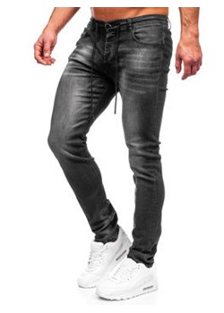 Czarne spodnie jeansowe męskie regular fit Denley MP021N ze sklepu Denley w kategorii Jeansy męskie - zdjęcie 132691219