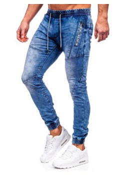 Granatowe spodnie jeansowe joggery męskie Denley E7756 ze sklepu Denley w kategorii Jeansy męskie - zdjęcie 132754459