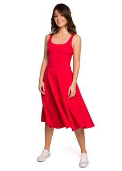 B218 Sukienka rozkloszowana na cienkich ramiączkach - czerwona ze sklepu Świat Bielizny w kategorii Sukienki - zdjęcie 132789516