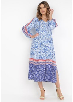 Niebieska Sukienka Panithoe ze sklepu Born2be Odzież w kategorii Sukienki - zdjęcie 132816389
