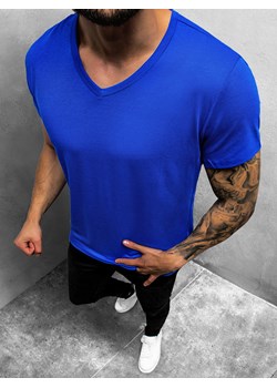 T-Shirt męski bez nadruku niebieski OZONEE JS/712007 ze sklepu ozonee.pl w kategorii T-shirty męskie - zdjęcie 132829968