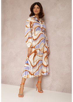 Beżowo-Fioletowa Sukienka Naerusa ze sklepu Renee odzież w kategorii Sukienki - zdjęcie 132874468