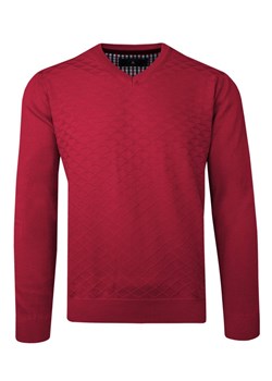 Sweter Czerwony w Serek, Bawełniany, Tłoczony Wzór, V-neck, Męski -BARTEX SWKOWbrtx0009czerwonywzV ze sklepu JegoSzafa.pl w kategorii Swetry męskie - zdjęcie 133009275