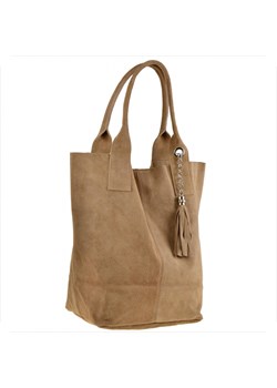 Torba worek zamszowa beżowa z podszewką i zamkiem ze sklepu melon.pl w kategorii Torby Shopper bag - zdjęcie 133010729