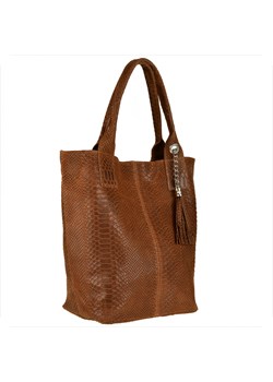 Torba shopper ze skóry naturalnej wzór skóry pytona brązowa ze sklepu melon.pl w kategorii Torby Shopper bag - zdjęcie 133013156