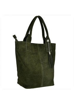 Torba worek zamszowa zieleń khaki z podszewką i zamkiem ze sklepu melon.pl w kategorii Torby Shopper bag - zdjęcie 133014509